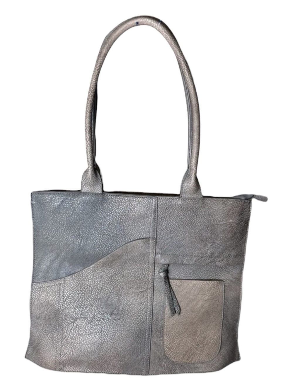 ESPE Vegan Leather Large Grey Tote Bag Pebbled Faux Leather Zipper Closure